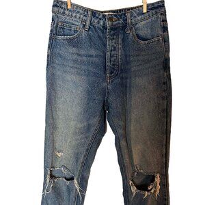 Cropped and worn distressed jeans by TNR Jeans, Size 26